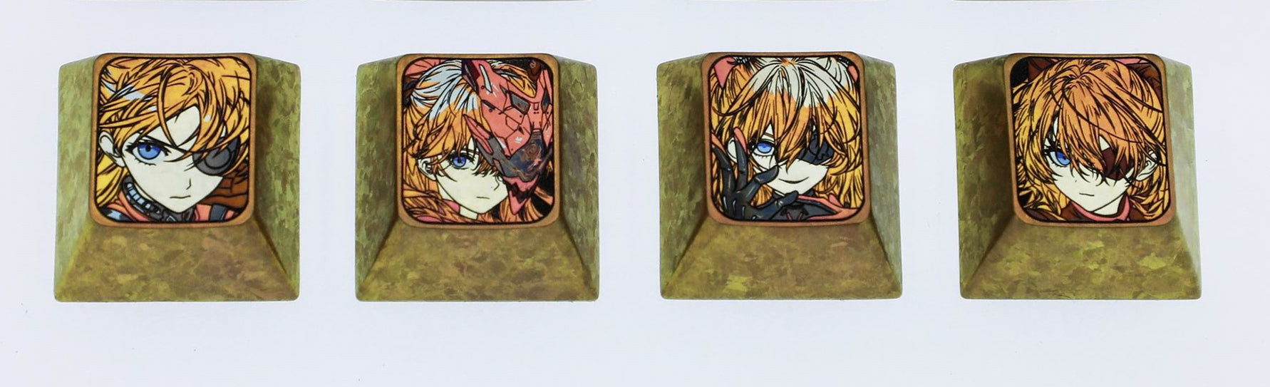 EVA, Asuka eye mask, 1U titanium alloy personalized keycap, Directional key set,metal carved anime character decoration keycap