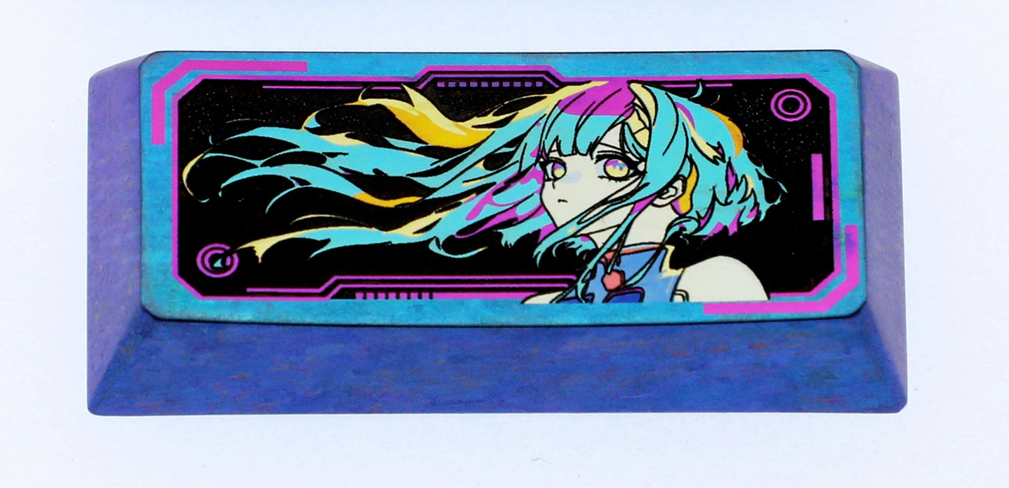 Cyberpunk, Lucy, 2.25U/2U titanium alloy personalized keycaps, mechanical keyboard decorative metal keycaps