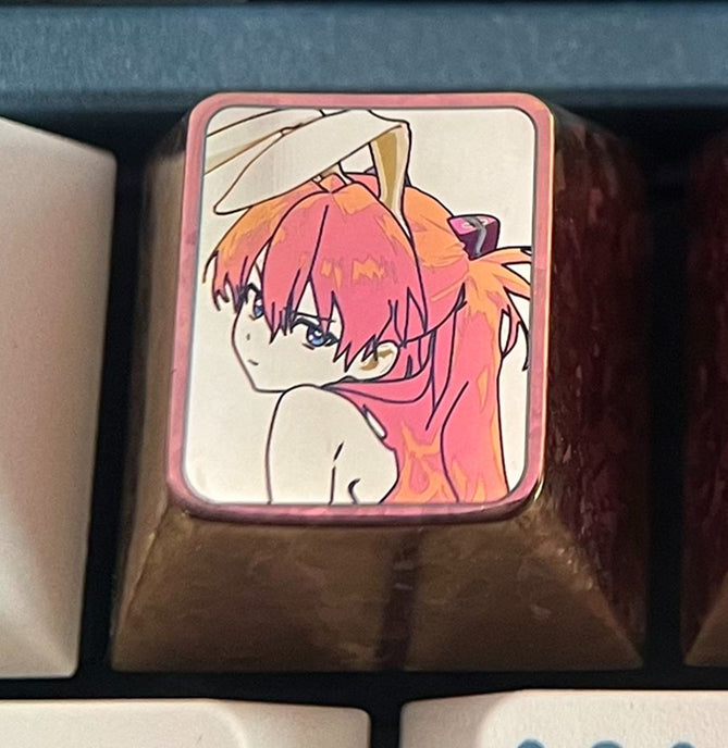 EVA, Asuka two expressions 1U personalized keycaps, titanium alloy metal decorative keycaps
