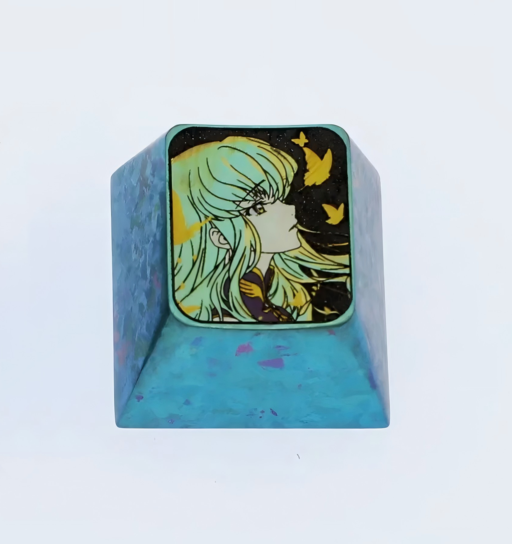 CODE GEASS Lelouch of the Rebellion, CC, Titanium alloy carving, Metal personalized keycaps, Mechanical keyboard decorative keycaps