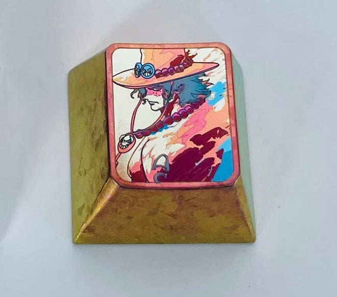 One Piece, Portgas · D · Ace, 1U titanium alloy carved keycaps, personalized keycap decoration keycaps