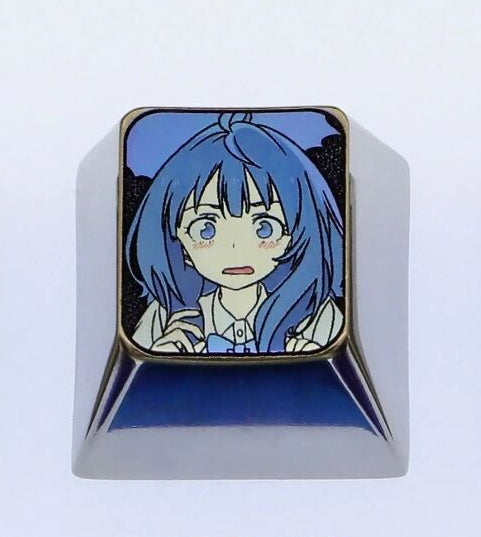 too many losing heroines!, Colored titanium alloy carved keycaps. 1U, mechanical keyboard with personalized keycaps