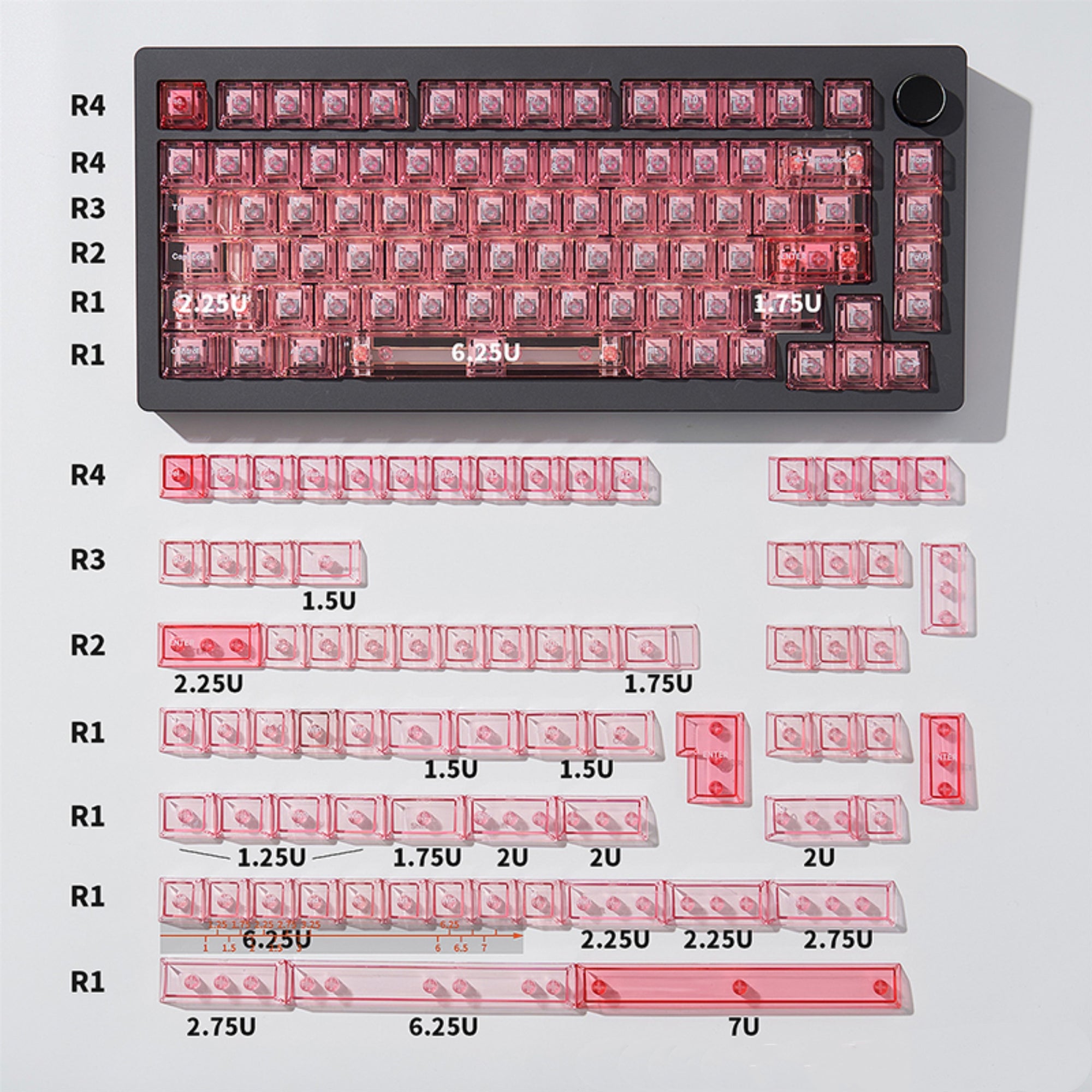 Key mechanical keyboard keycap PC material UV transfer printing original factory high color transparent set keycap