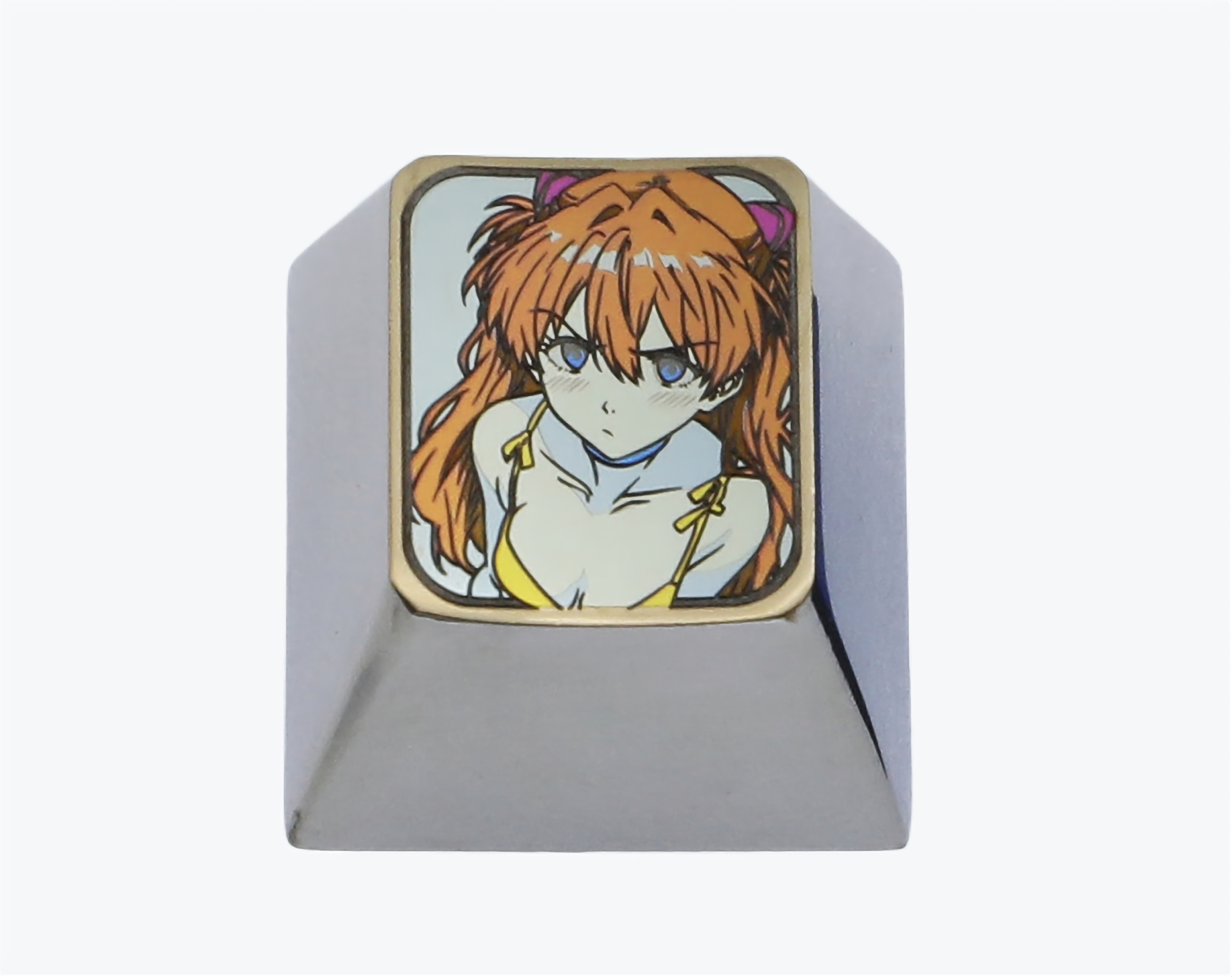 Angry Asuka, EVA, color titanium alloy 1U, mechanical keyboard decorative keycaps.