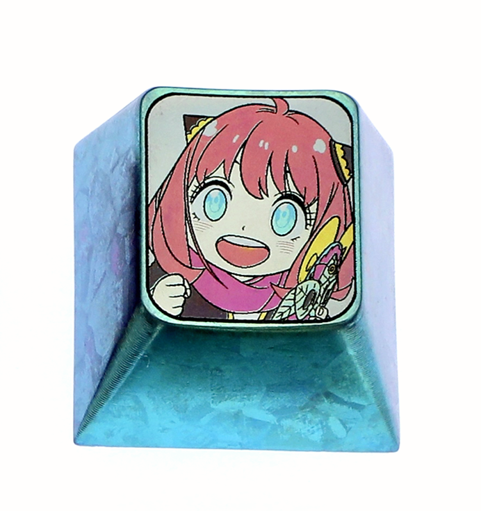 Anya Forger, 1U titanium alloy color carved personalized keycaps, keyboard decorative keycaps.