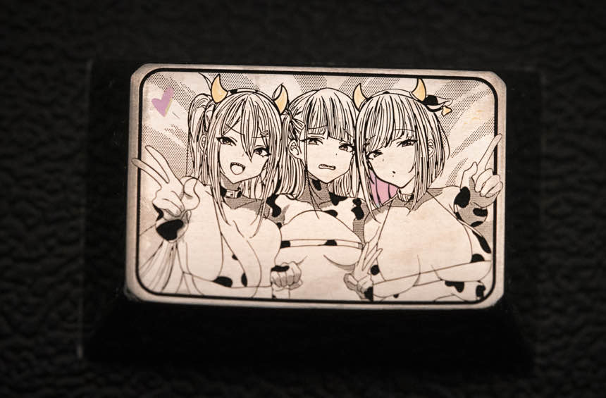 Original characters, three sisters 1.5U (TAB) titanium alloy metal personalized keycaps, keyboard decorative keycaps.