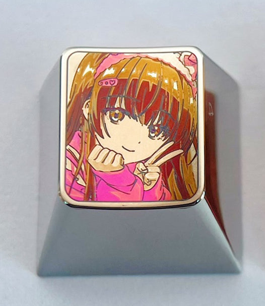 Shiina Mahiru, 1U personalized keycap, titanium alloy metal decorative keycap, comic art keycap