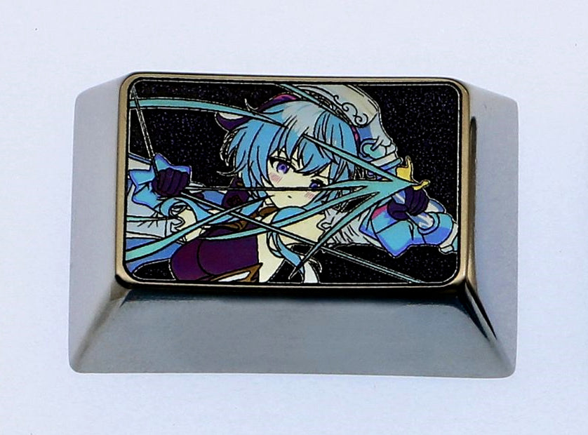 Genshin Impact, Ganyu, R3 tab keys, titanium alloy carved keycaps, personalized keycaps.