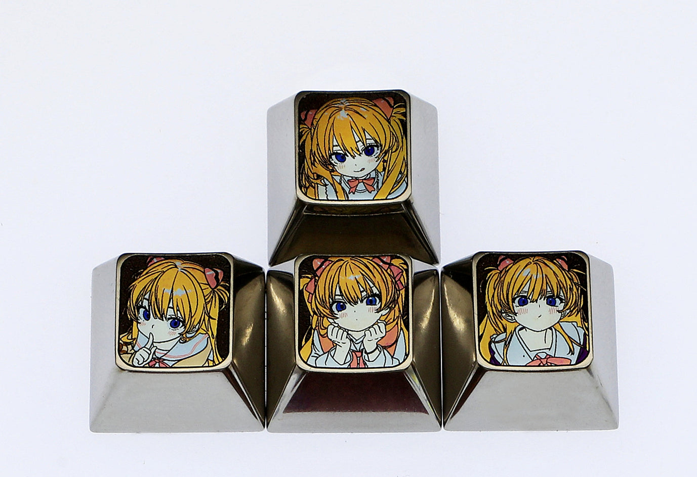 Cute Pocket Edition Asuka, Titanium alloy directional key set, Personalized keycap decoration keycap, Metal keycap