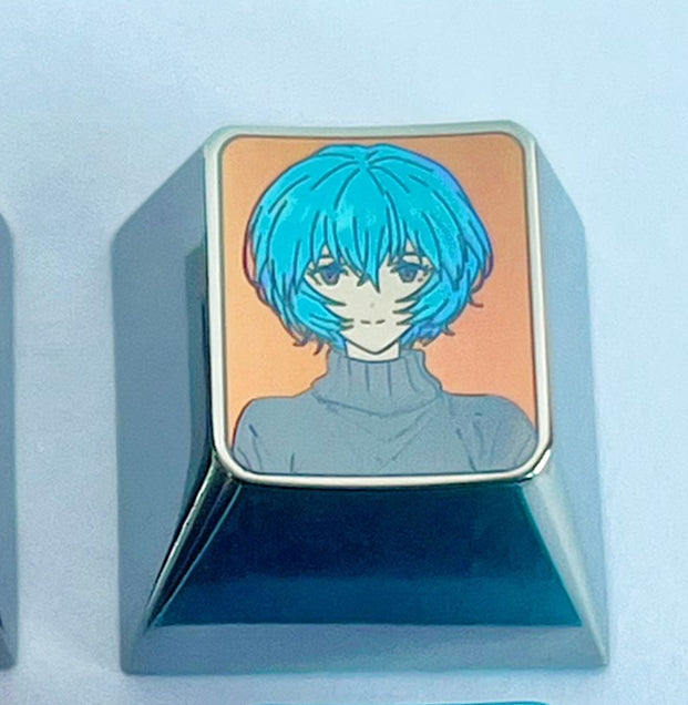 EVA,doujin,Asuka,Ayanami Rei, Titanium alloy personalized keycaps, metal carved anime character decorative keycaps