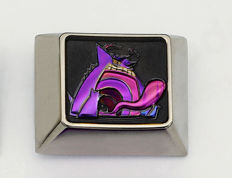 MegaGengar, Colored titanium alloy flat carving, relief style. 1.25U personalized keycap