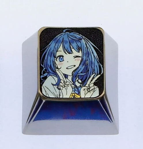 too many losing heroines!, Colored titanium alloy carved keycaps. 1U, mechanical keyboard with personalized keycaps