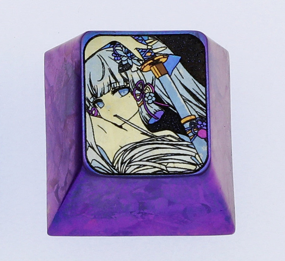 Kamisato Ayaka, Titanium alloy 1U personalized keycap, metal decorative keycap