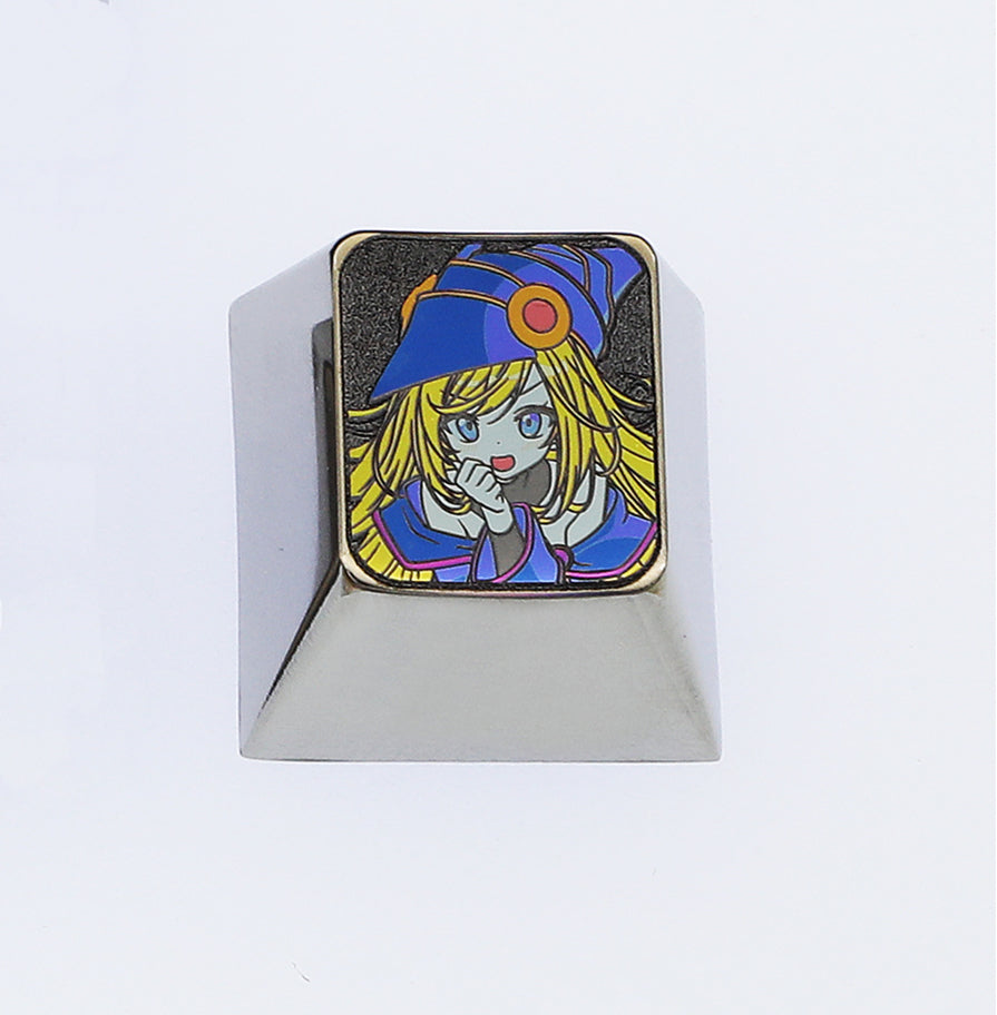 Black Mage Girl, 1U+directional key set, titanium alloy carved metal keycaps, personalized keycaps, mechanical keyboard decorative keycaps