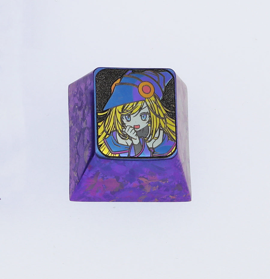 Black Mage Girl, 1U+directional key set, titanium alloy carved metal keycaps, personalized keycaps, mechanical keyboard decorative keycaps