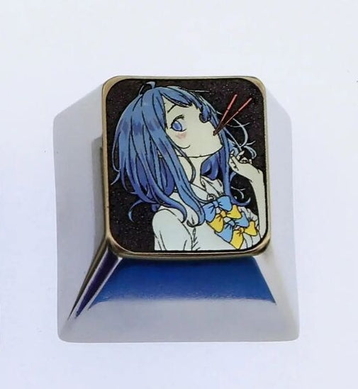 too many losing heroines!, Colored titanium alloy carved keycaps. 1U, mechanical keyboard with personalized keycaps