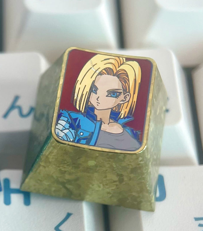 DRAGON BALL, Bulma, Android 18, 1U titanium alloy personalized keycaps, metal anime keycaps