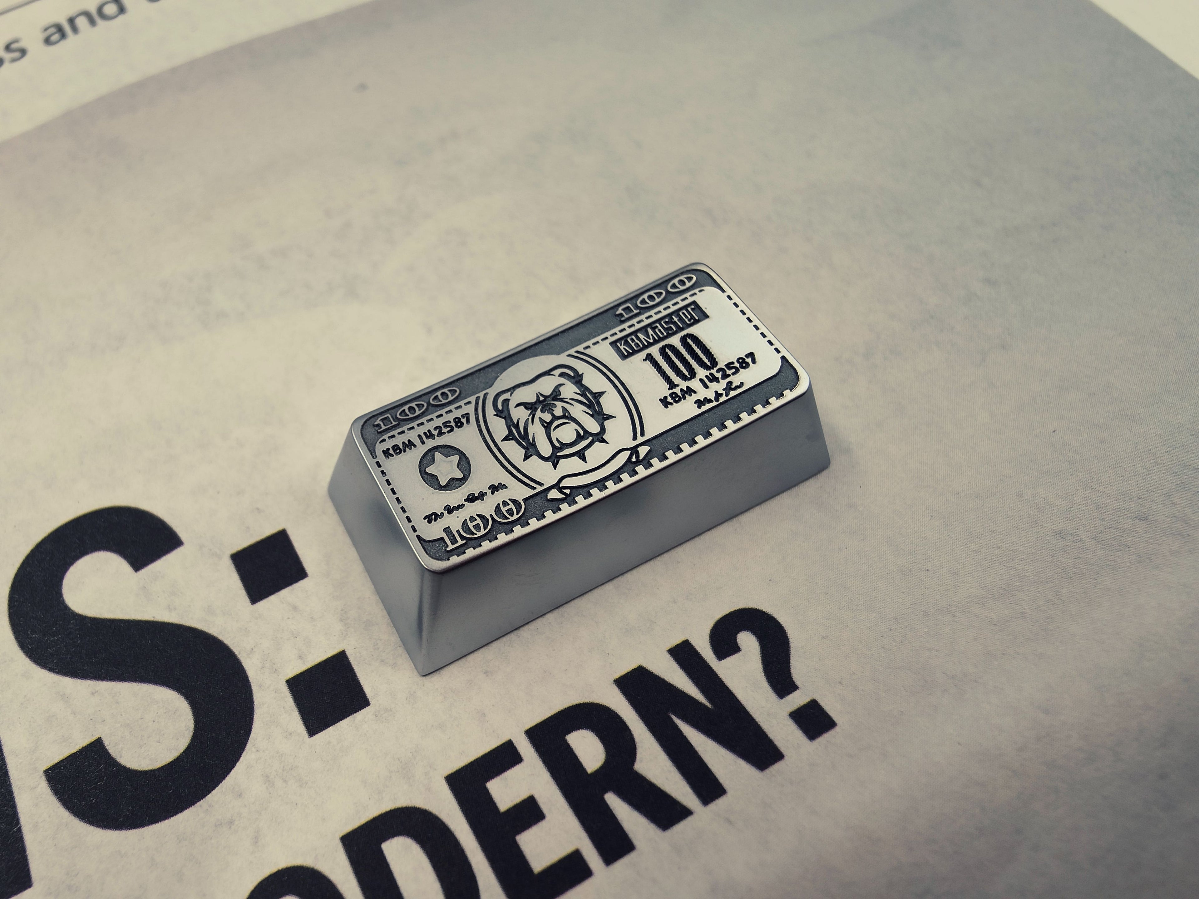 Zinc alloy carved dollar style keycaps, 2U/2.25U personalized keycaps, mechanical keyboard decorative keycaps