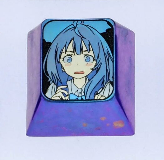 too many losing heroines!, Colored titanium alloy carved keycaps. 1U, mechanical keyboard with personalized keycaps