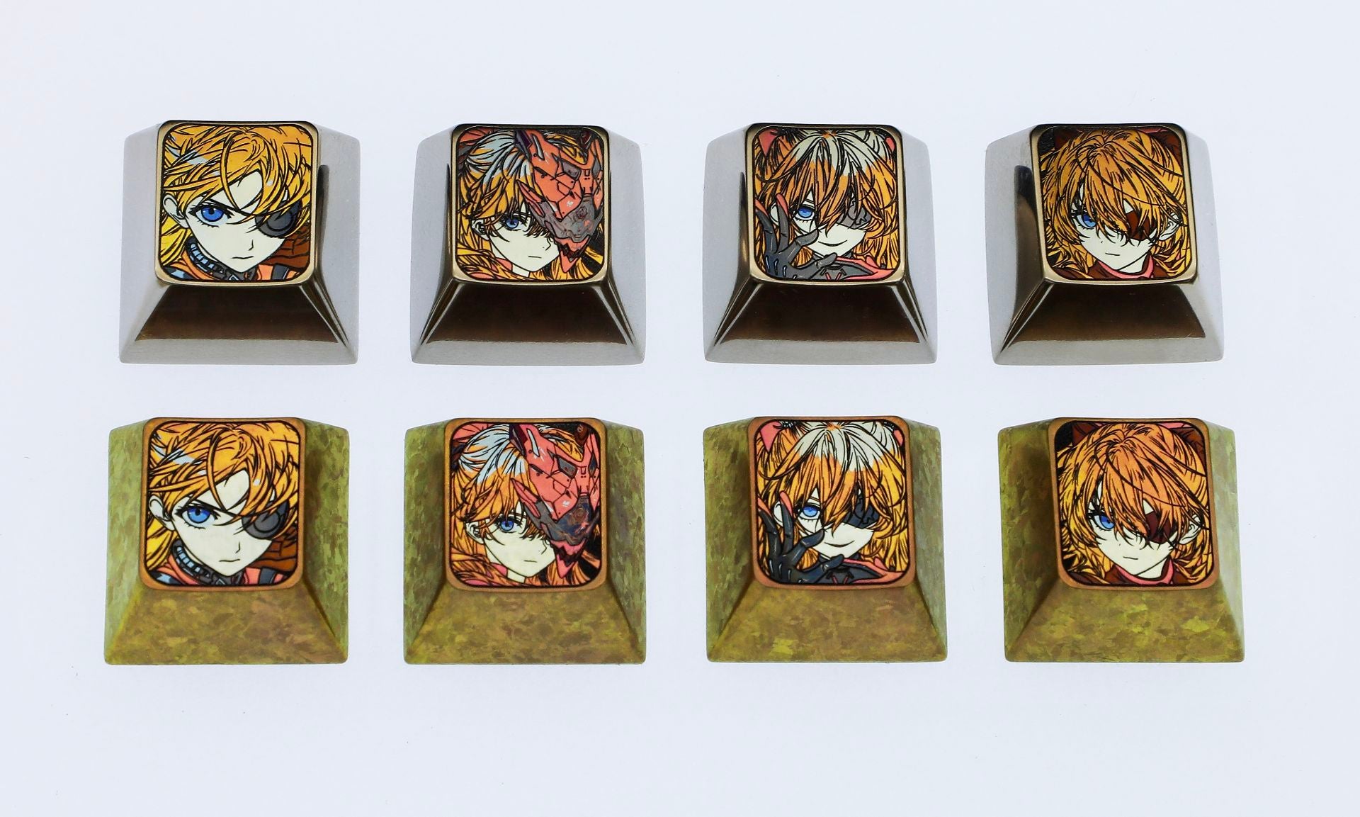 EVA, Asuka eye mask, 1U titanium alloy personalized keycap, Directional key set,metal carved anime character decoration keycap