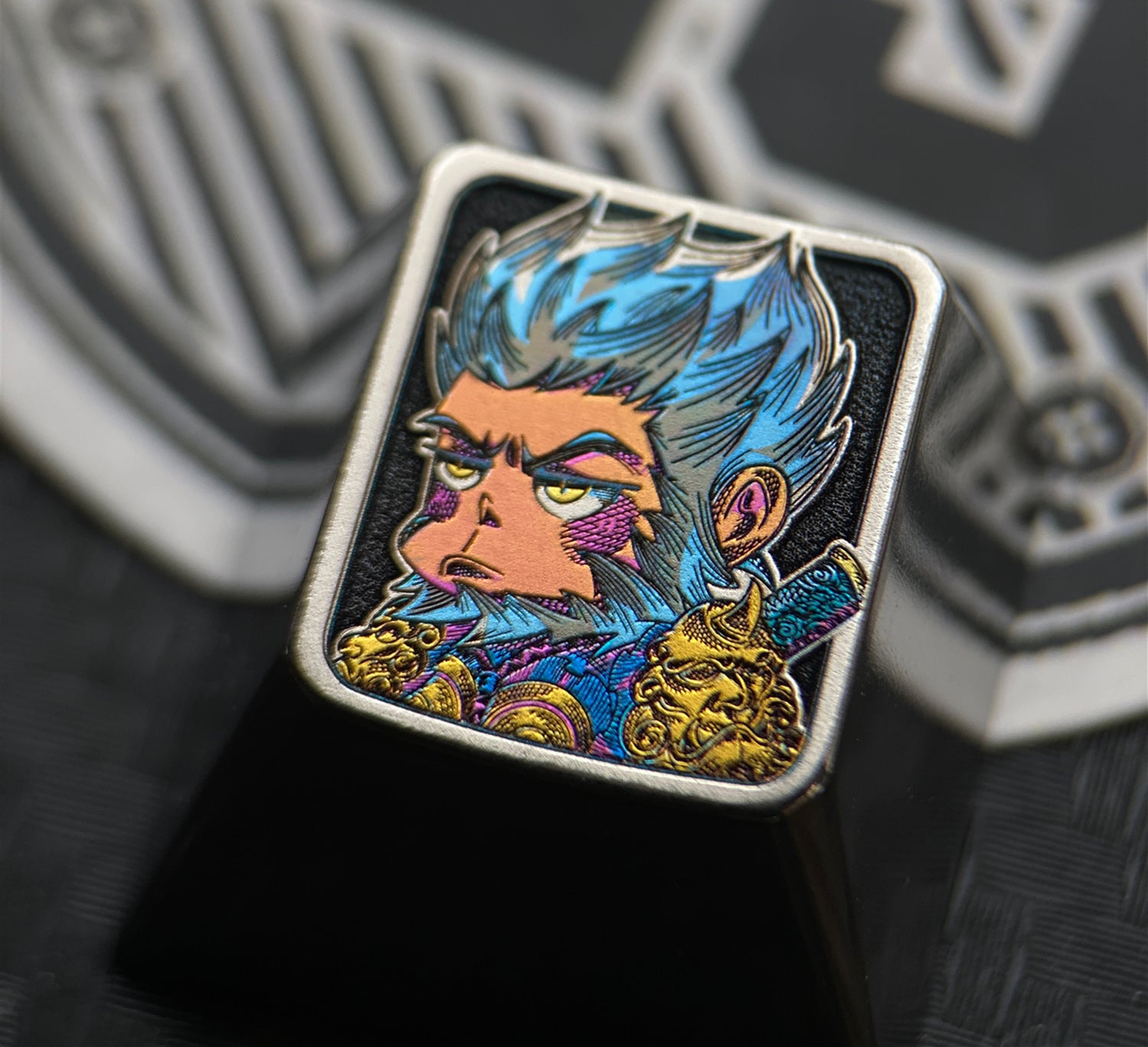 Q-version Black Myth: Wukong, colored titanium alloy keycaps, mechanical keyboard decorative keycaps.