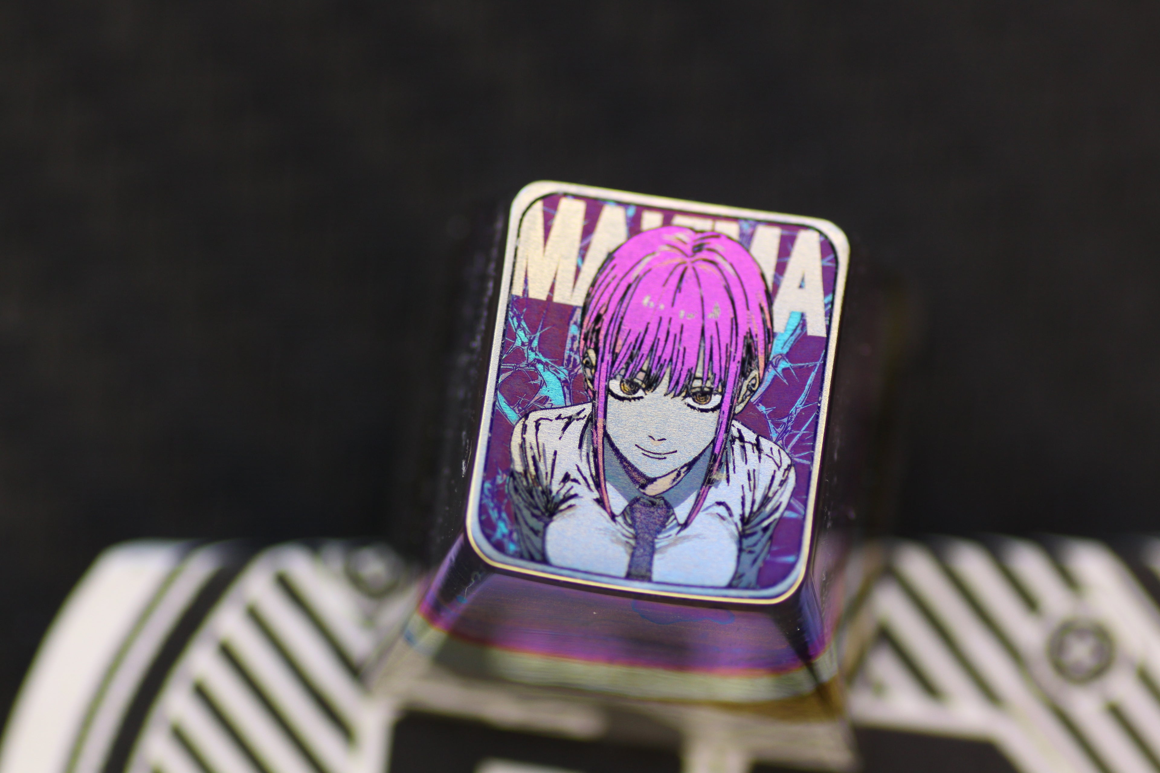 Chainsaw Man, Protagonist group 1U titanium alloy carved personalized keycaps, metal decorative keycaps, anime art keycaps