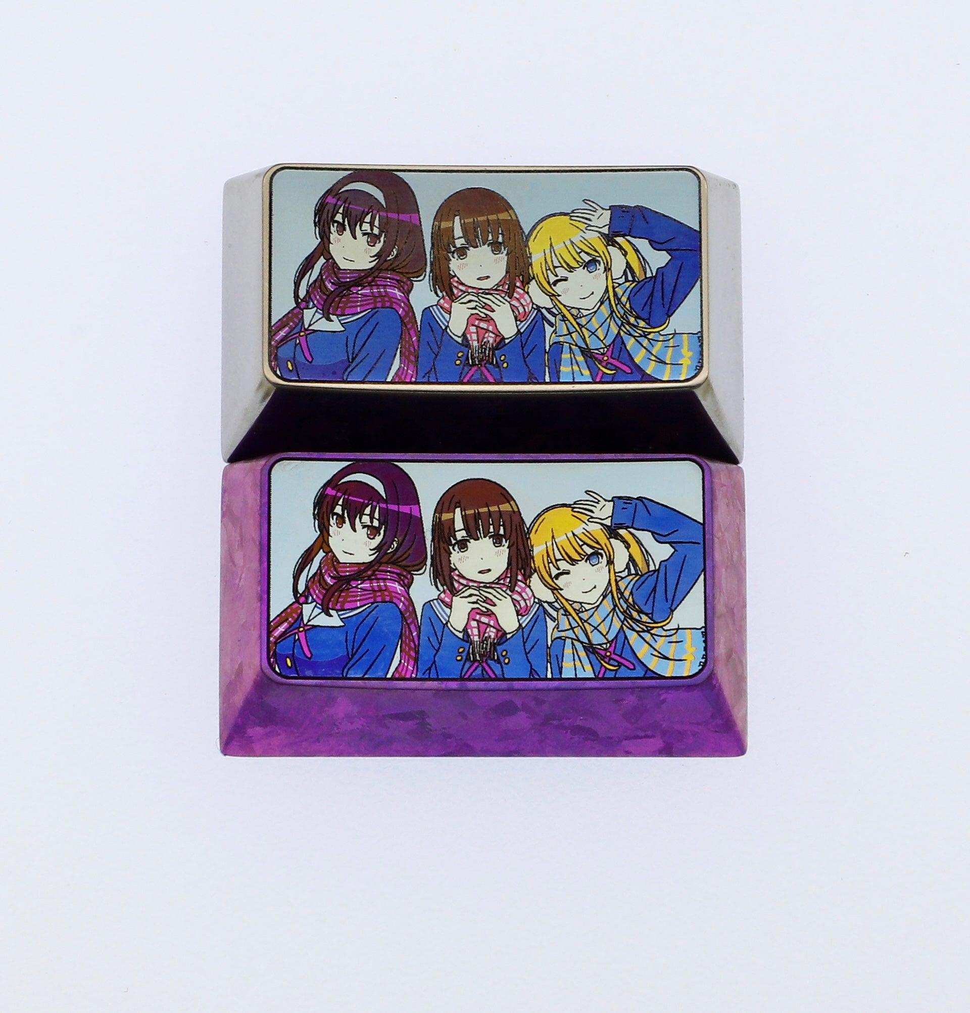 Pedestrian female lead, 1.75u, 2.25u titanium alloy personalized keycaps, metal personalized keycaps, keyboard decorative keycaps