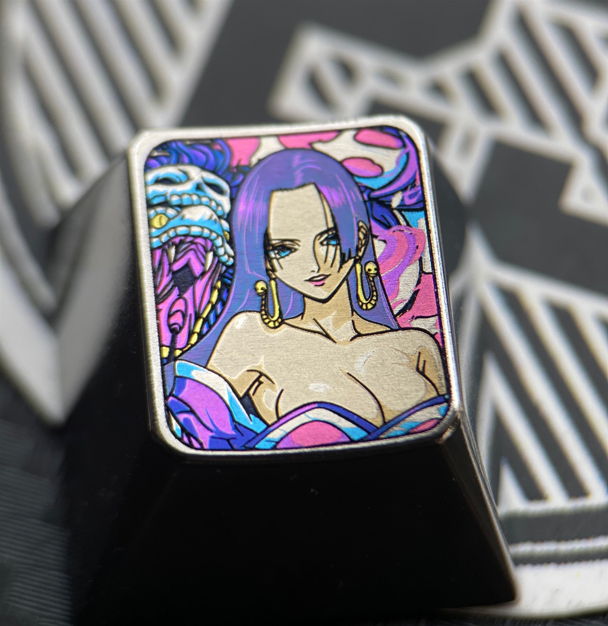 ONE PIECE, Boa Hancock, 1U color titanium alloy carved personalized keycaps, decorative keycaps