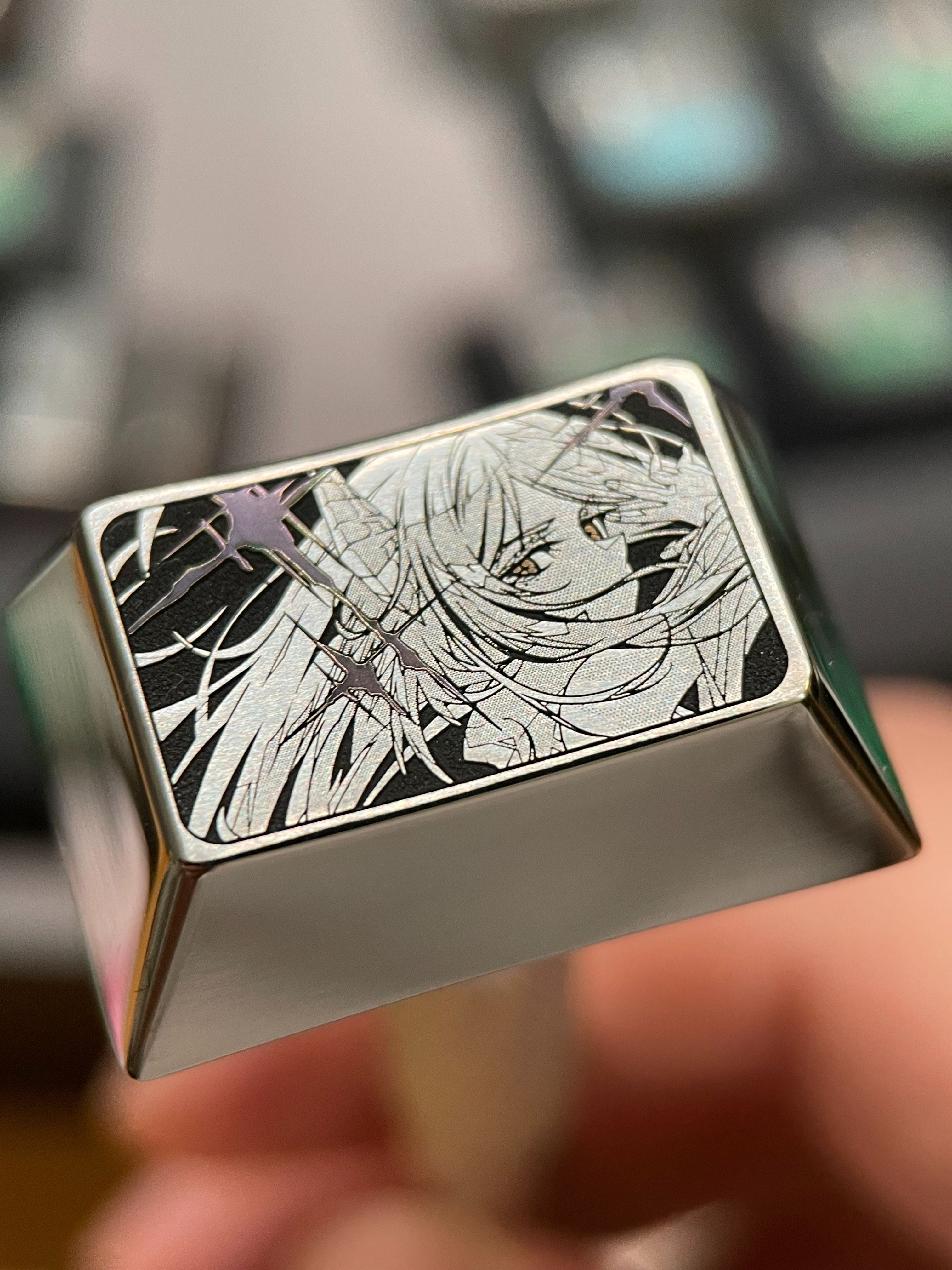 Arknights,Ines, Titanium alloy engraved colorful keycaps, personalized keycaps, mechanical keyboard decorative keycaps.