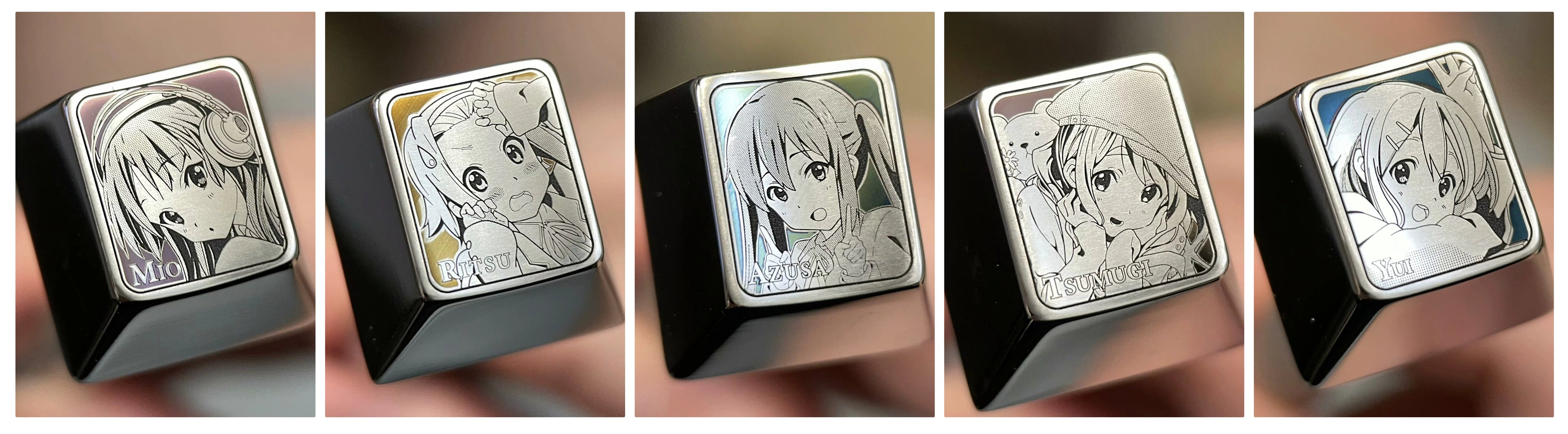 K-ON Five Person Team, Pointillized Titanium Alloy Keycap Set, Personalized Keycaps
