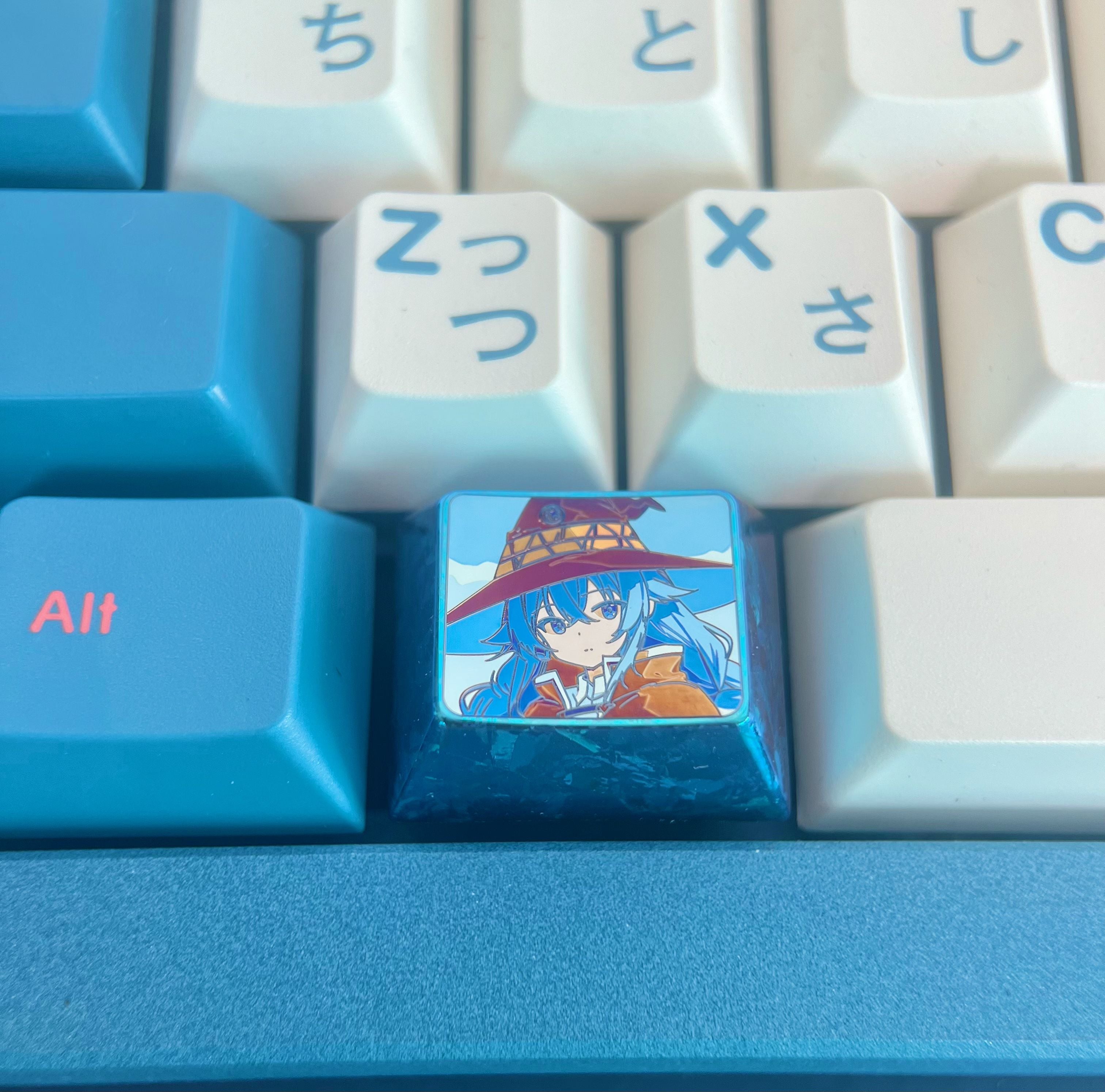 Roxy, 1U, 1.25U titanium alloy personalized keycaps, metal decorative keycaps, anime novel character keycaps