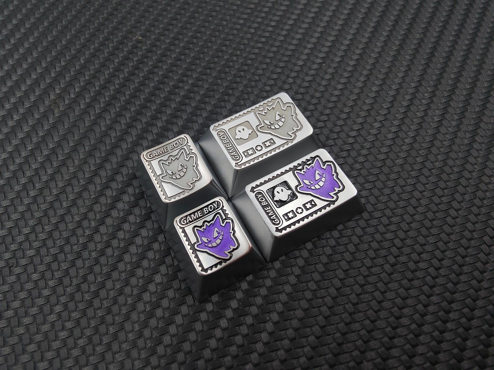 Pok é mon, Pikachu, Gengar, zinc alloy carved keycaps, mechanical keyboard metal decorative keycaps.