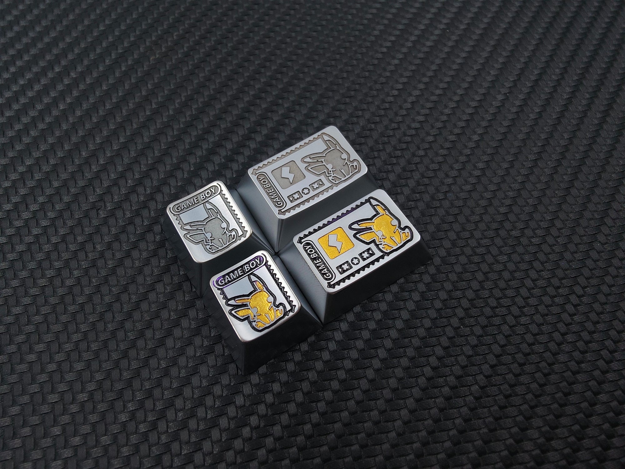 Pok é mon, Pikachu, Gengar, zinc alloy carved keycaps, mechanical keyboard metal decorative keycaps.