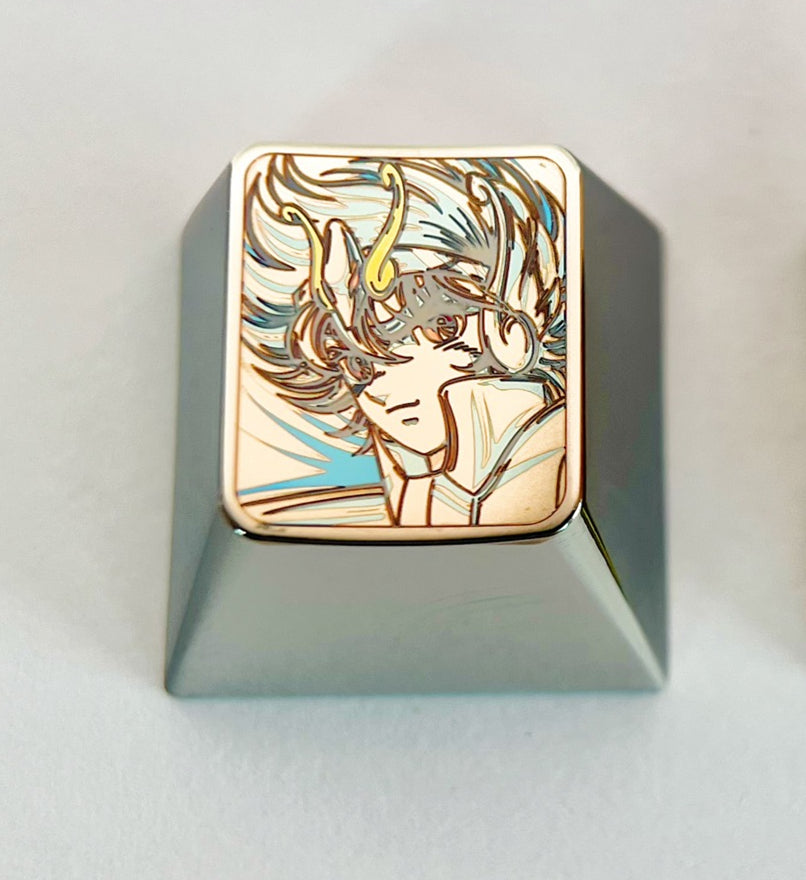 Saint Seiya, 1U titanium alloy personalized keycap, metal keycap keyboard decoration keycap