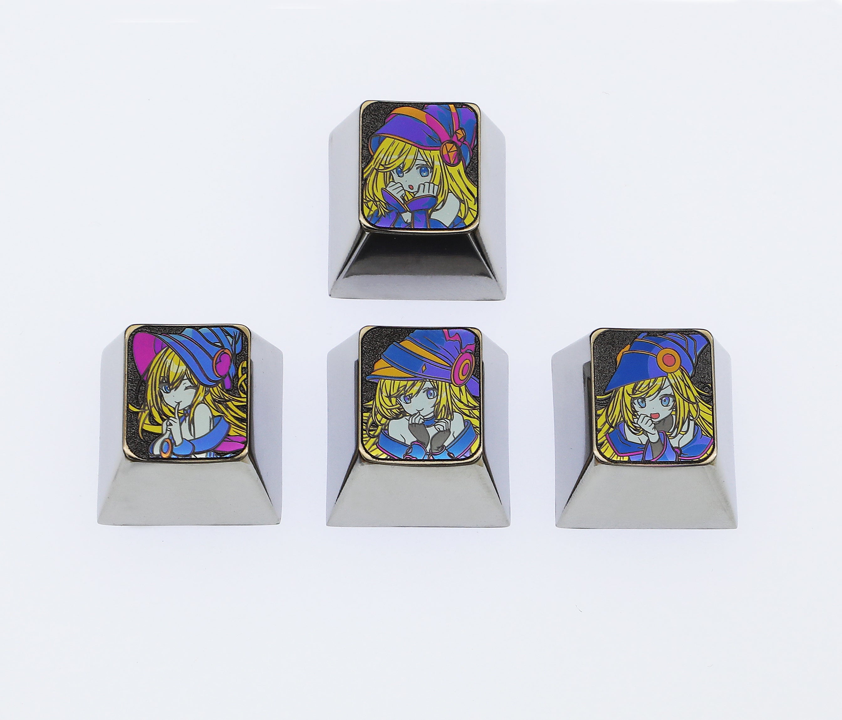 Black Mage Girl, 1U+directional key set, titanium alloy carved metal keycaps, personalized keycaps, mechanical keyboard decorative keycaps