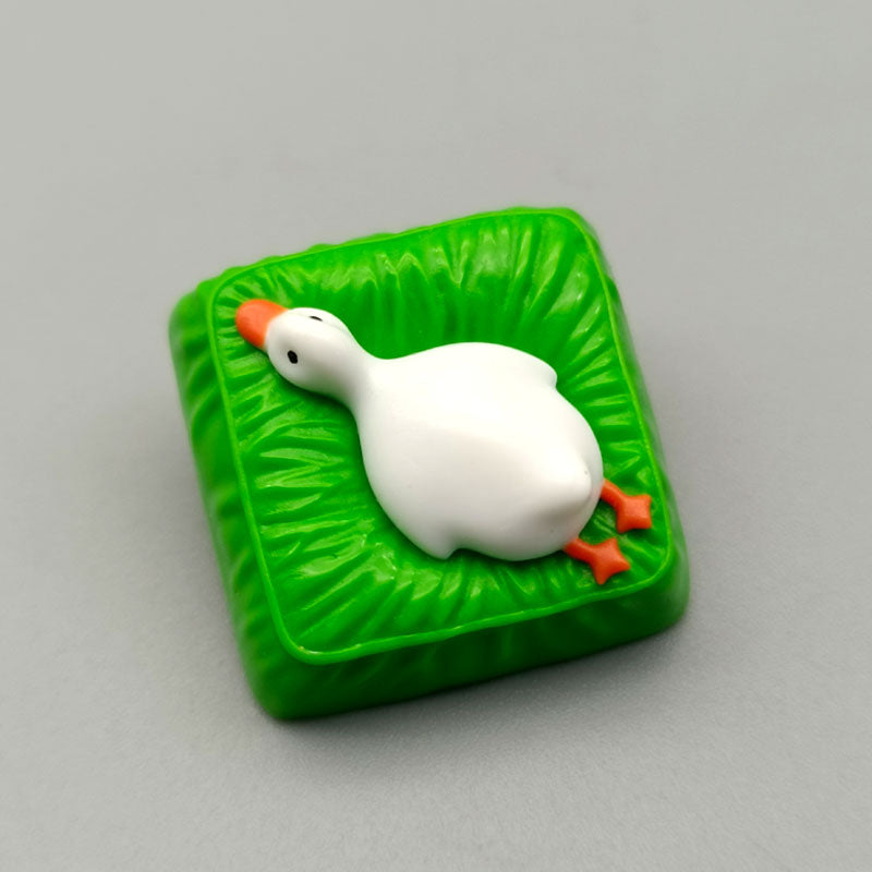 Lying flat duck mechanical keyboard short switch resin handmade personalized cute creative keycaps