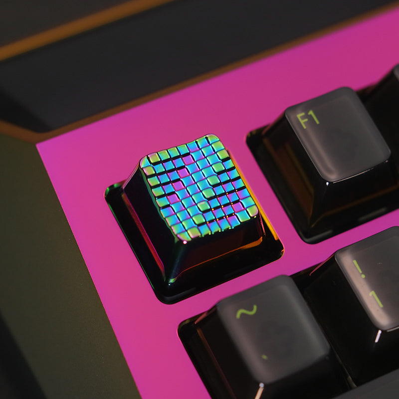 Matrix water droplet pattern art peripheral illusion color plated metal keycaps