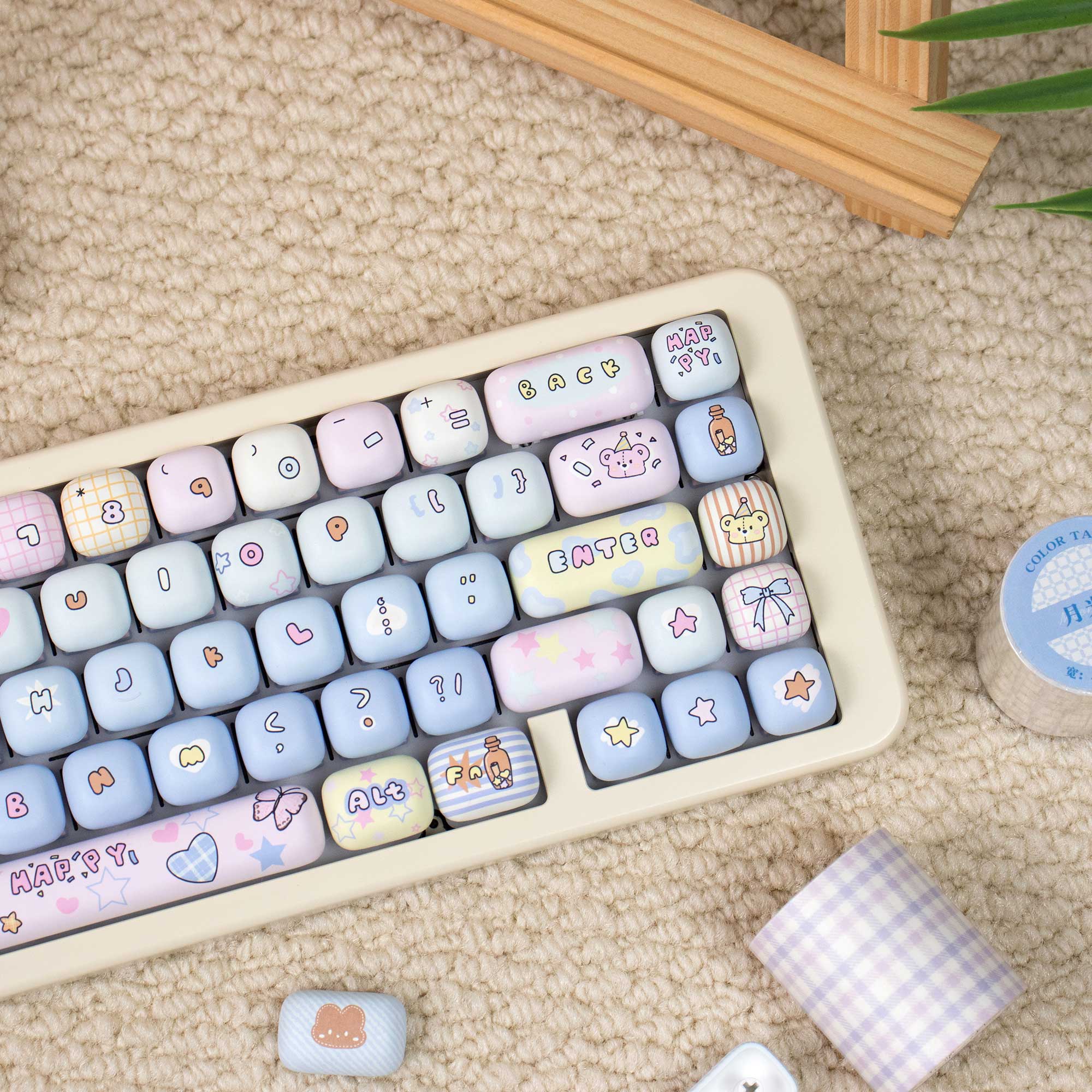 Toy house mechanical keyboard keycaps MOG cute round PBT heat sublimation keycaps