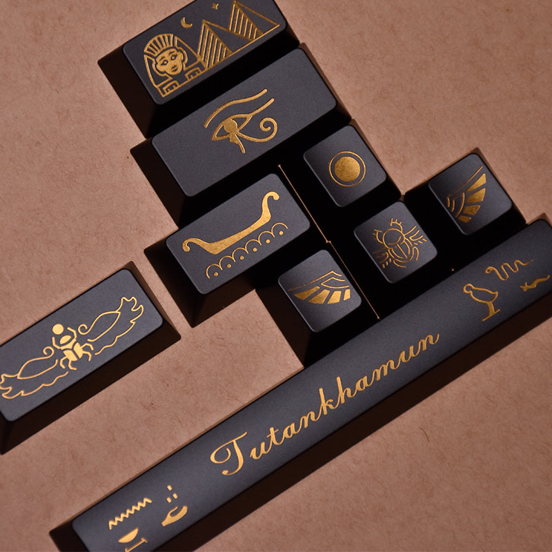 Black gold Egyptian personalized keycap combination factory high matte texture mechanical keyboard dual color metal keycaps