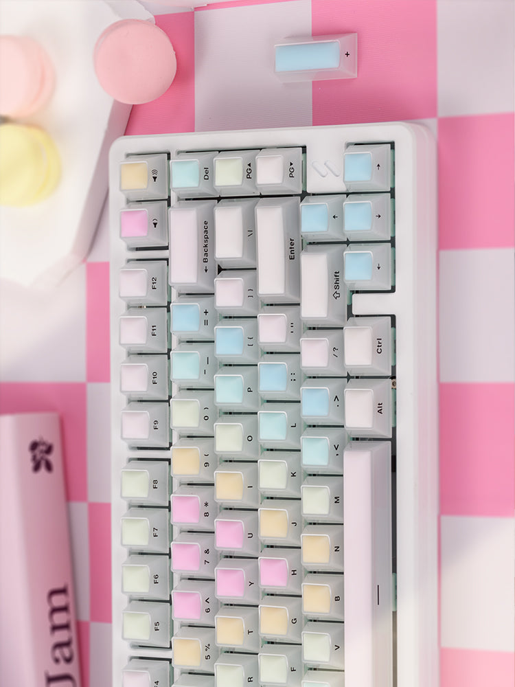 Rainbow gummy mechanical keyboard, keycap, nail art, PC material, side engraved fog, transparent silicone collagen factory height