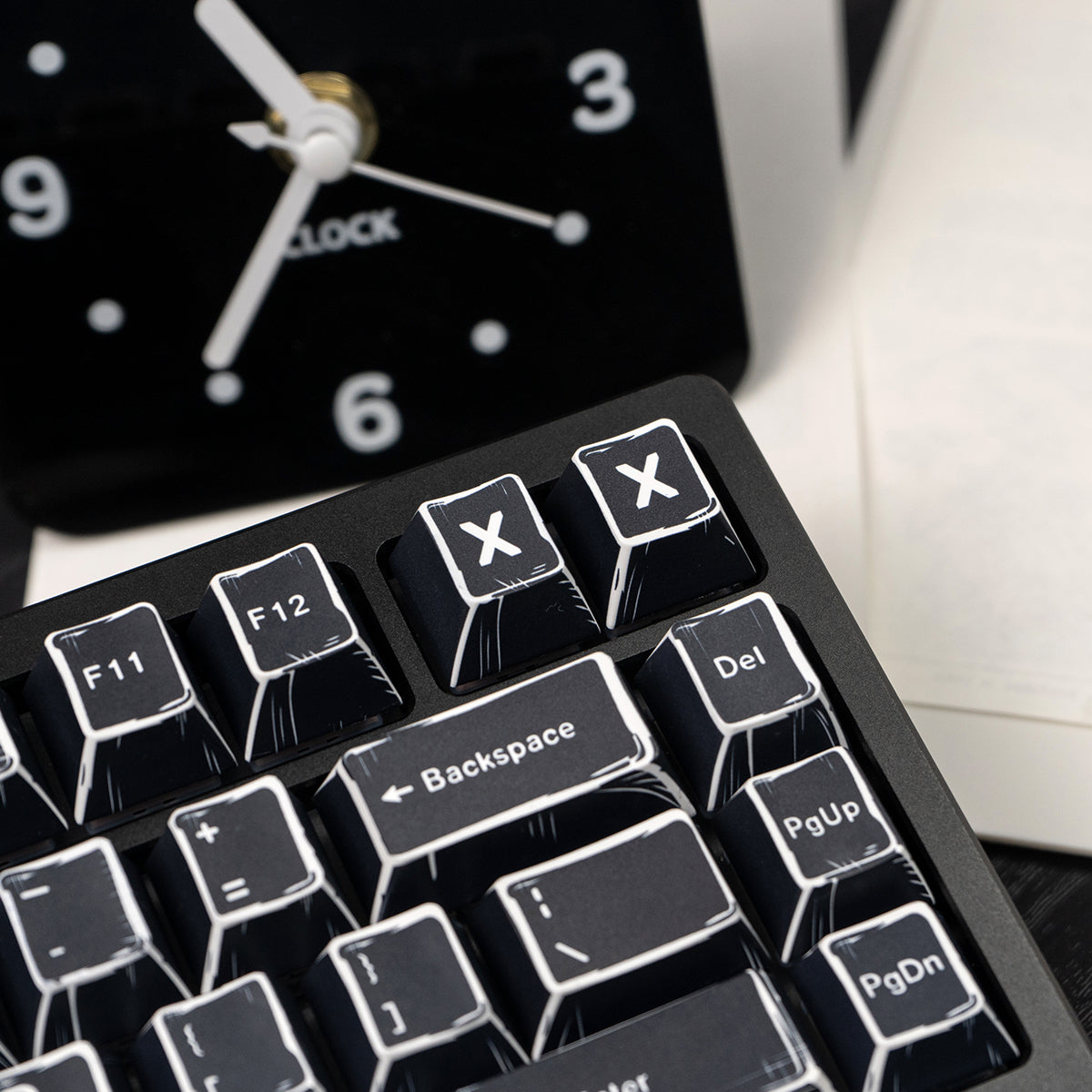 Black comic style, PBT heat sublimation original factory highly compatible personalized keycap set.