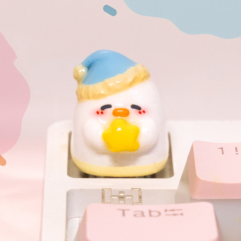 Cute duck personality keycaps cartoon resin personality keycaps soft ceramic keycaps, mechanical keyboard decorative keycaps,