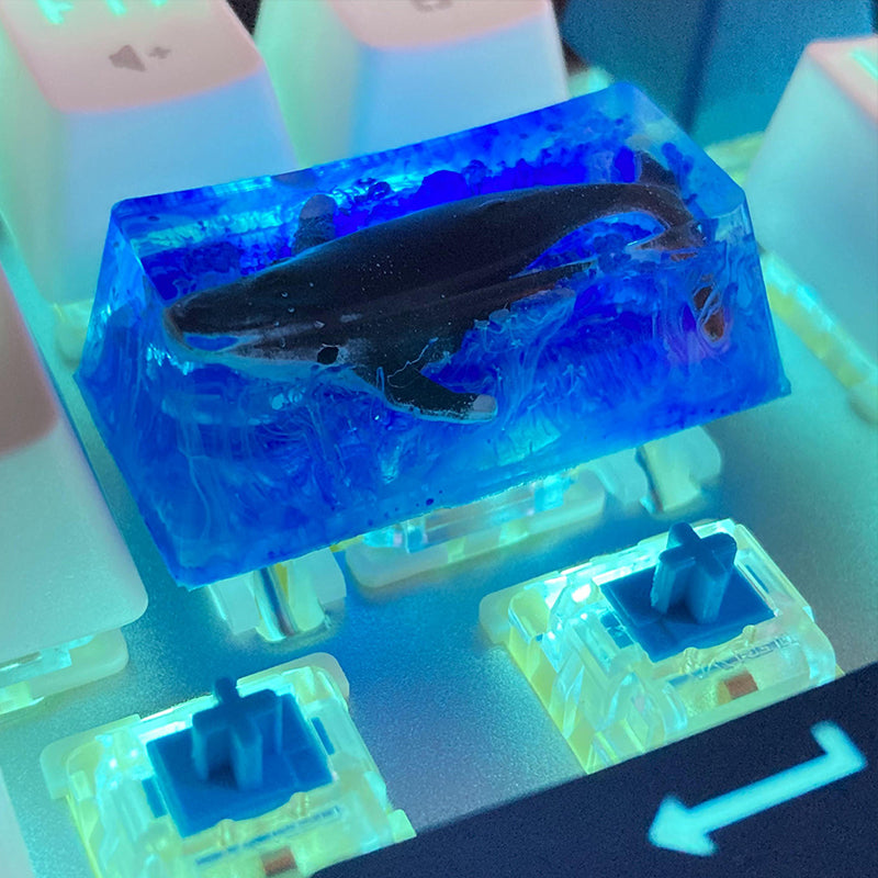 Whale resin keycap OEM mechanical keyboard personalized backspace key 2x translucent keycap