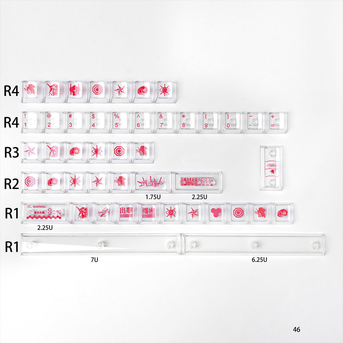 EVA mecha themed mechanical keyboard keycaps complete set PBT sublimation/PC transparent transfer printing factory height