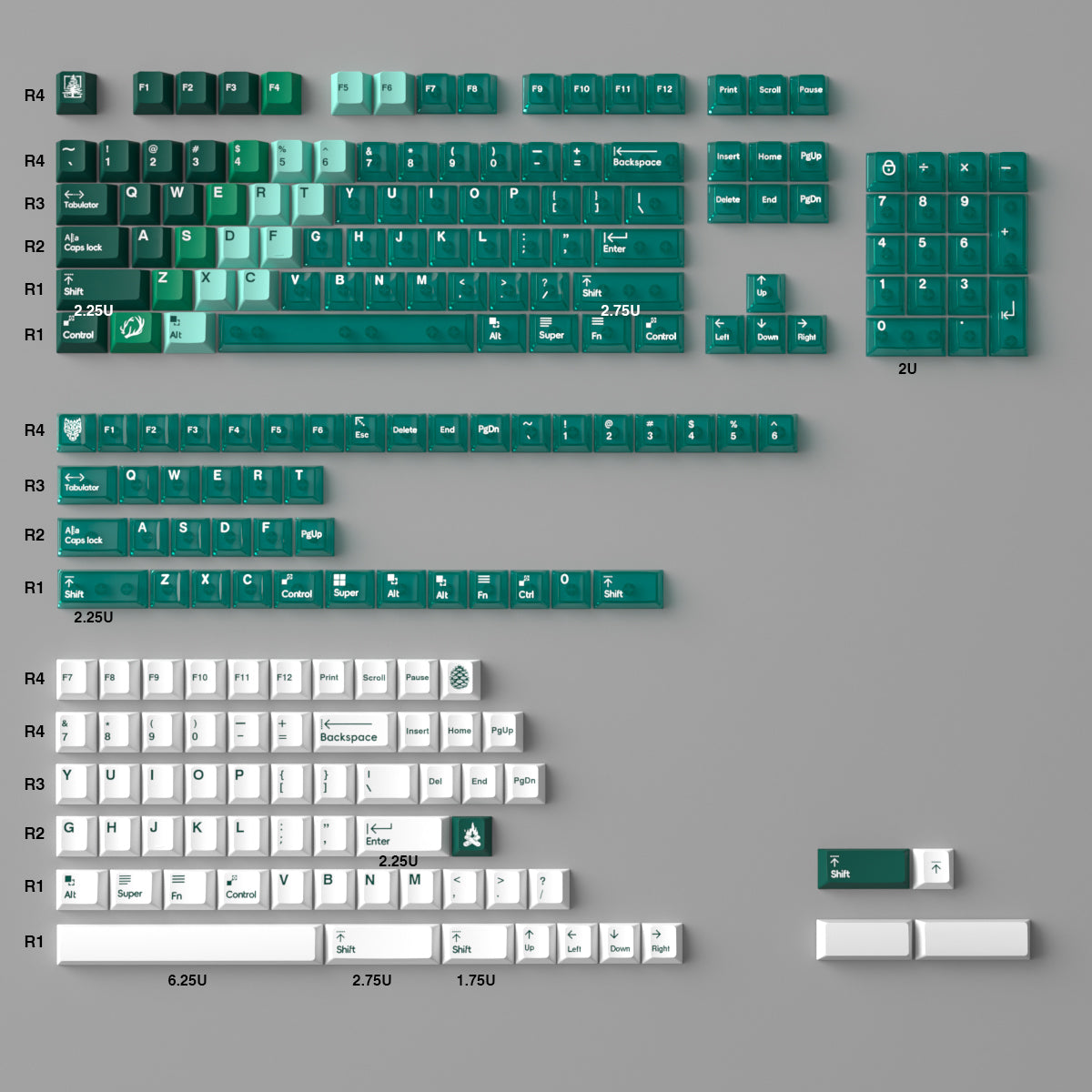 Snowy Mountain Theme Gradient Keycap Transparent PBT Thermal Sublimation PC Pad Printing Original Factory Suitable Mechanical Keyboard