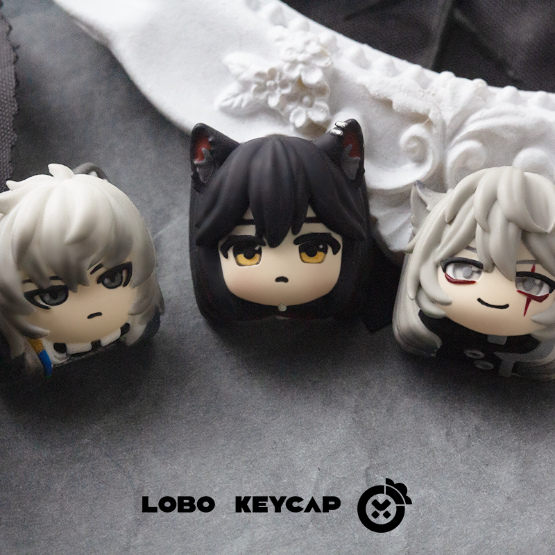 Arknights themed personalized keycaps, resin decorated keycaps, multi-color molded keycaps