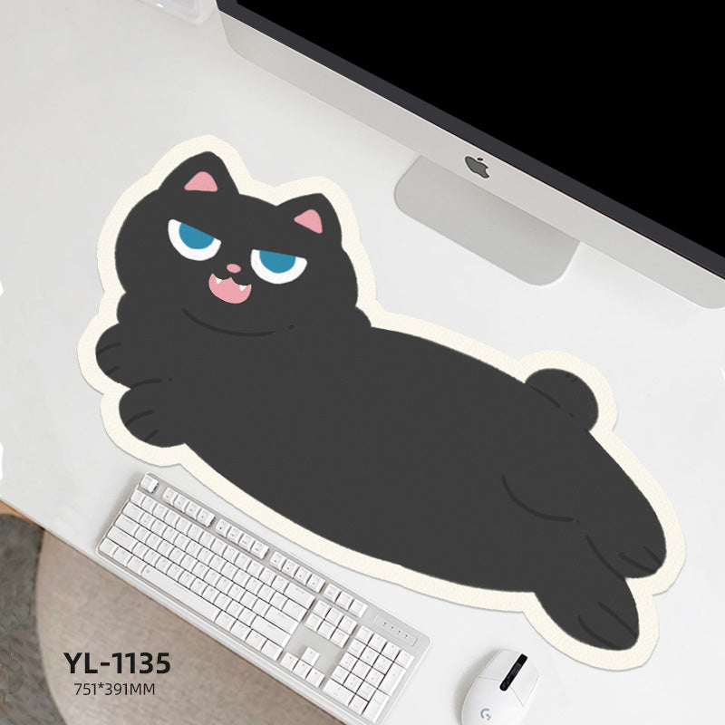 Cute Cat Mouse Pad Irregular Leather Office Desk Pad Computer Keyboard Customizable Waterproof Mouse Pad