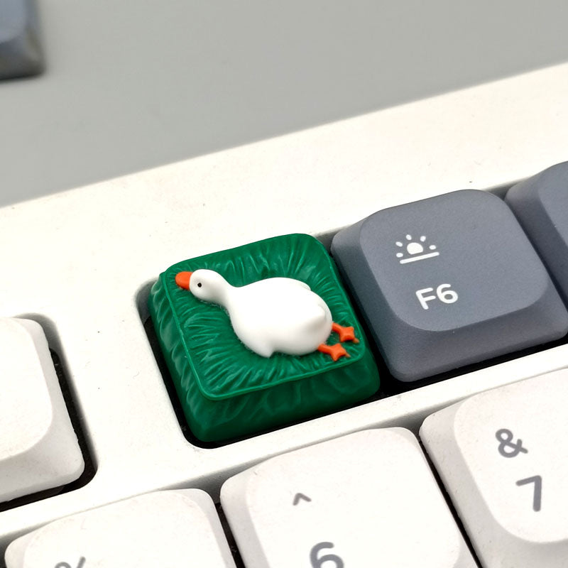 Lying flat duck mechanical keyboard short switch resin handmade personalized cute creative keycaps