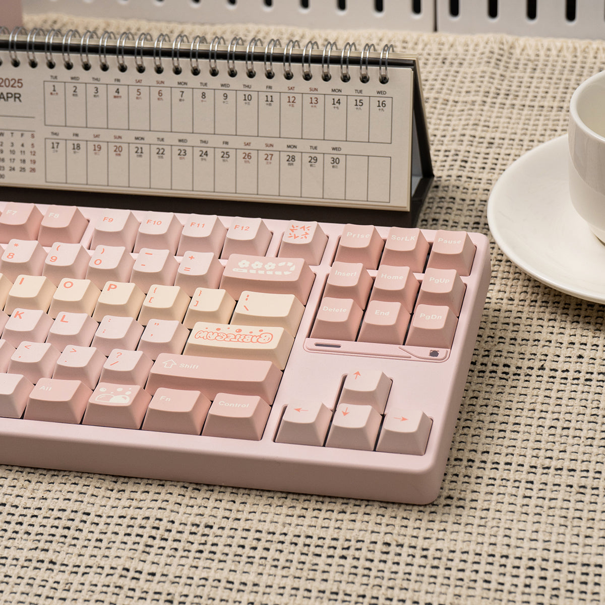 Minimalist light pink mechanical keyboard keycap PBT heat sublimation customized factory height