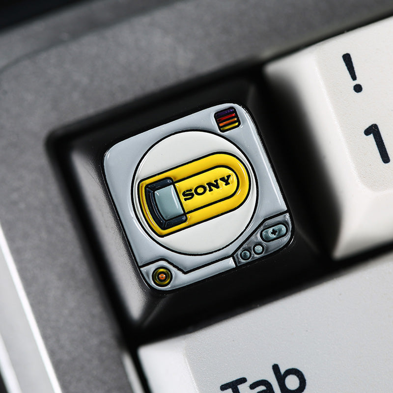 Baking paint zinc alloy material retro music series personalized keycaps, retro sentiment CD machine theme metal keycaps